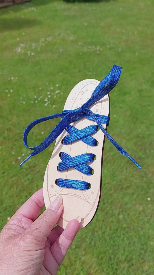 Snørebånd - Glitter Cobolt Blue - Flad - 120 cm