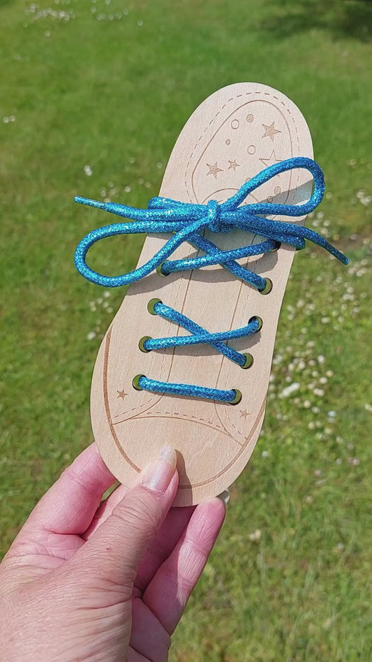 Snørebånd - Glitter Aqua Blå - Rund - 114 cm