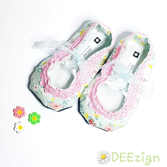FLORAL MINT - Baby Slippers (6-12 mths)