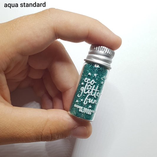 Eco Glitter Fun - 4ml/3.5g Aqua Standard - Blå/Grøn Bionedbrydelig Glitter
