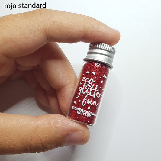 Eco Glitter Fun - 4ml/3.5g Rojo Standard - Rød Bionedbrydelig Glitter