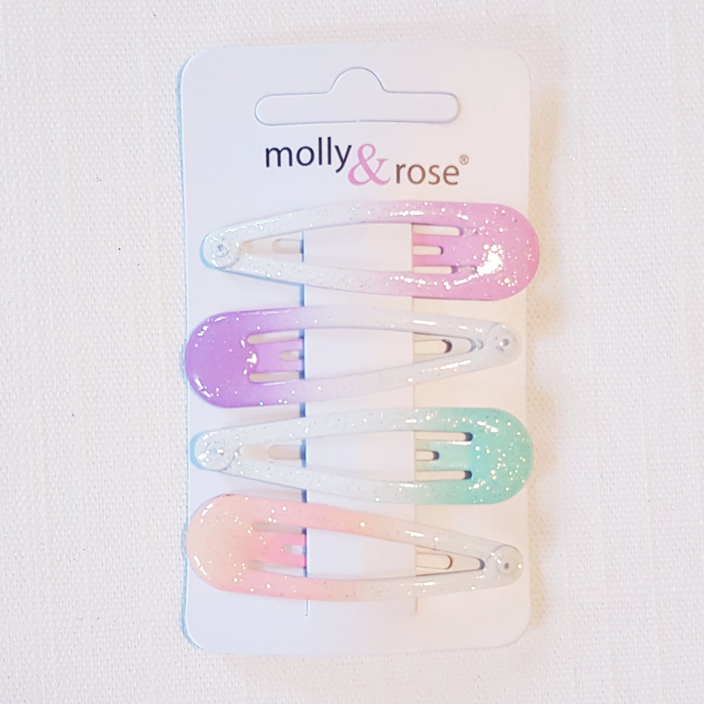 Molly & Rose - Hårklemmer 4 stk. - Pastelfarvet Glitter Pink Lilla Mynte Fersken