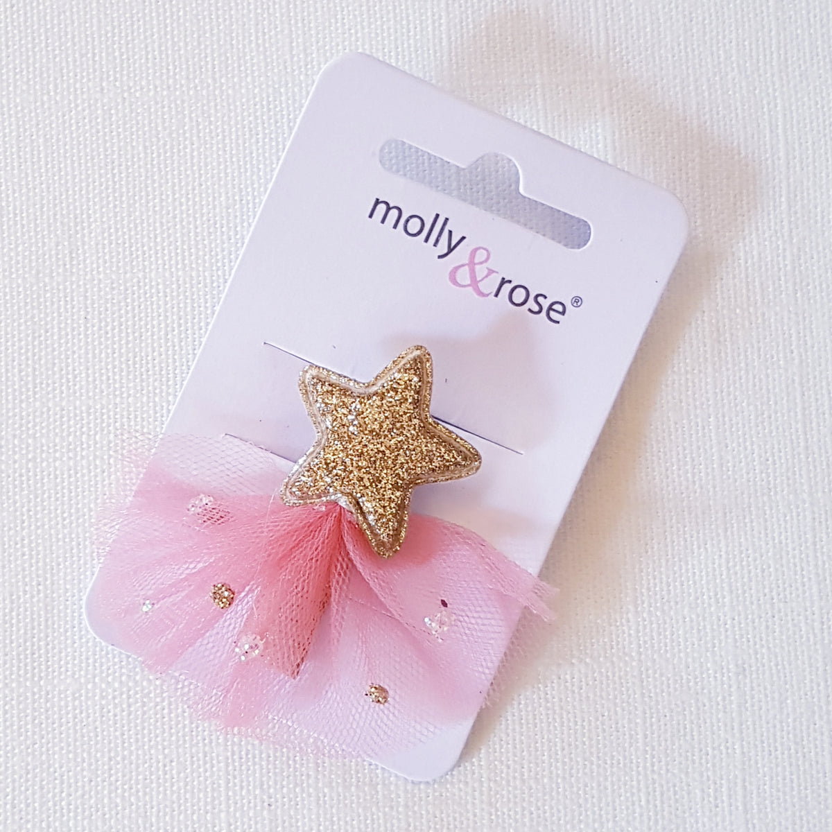 Molly & Rose - Hårspænde 1 stk. - Stjerne m. Tyl Glimmer