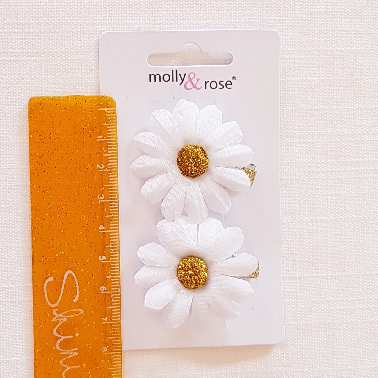 Molly & Rose - Hårklemmer 2 stk. - Marguerit Hvid Glimmer