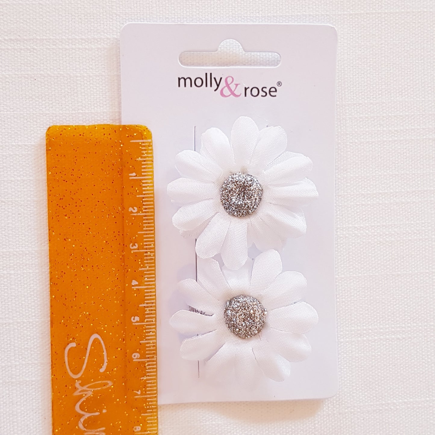 Molly & Rose - Hårklemmer 2 stk. - Marguerit Hvid Glimmer