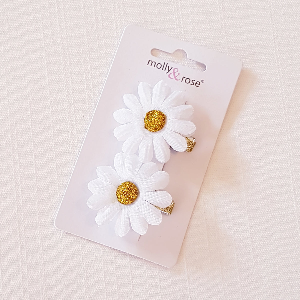 Molly & Rose - Hårspænder 2 stk. - Marguerit Hvid Glimmer