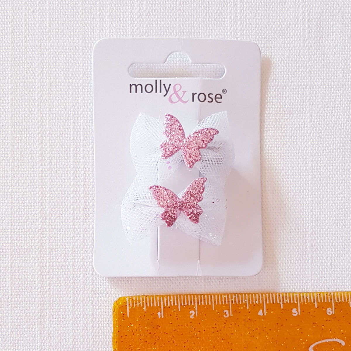 Molly & Rose - Hårspænder 2 stk. - Net Sløjfe m. Glimmer Sommerfugl