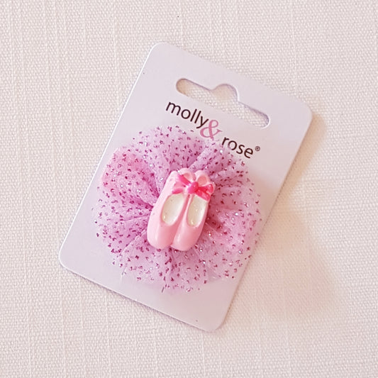 Molly & Rose - Hårklemme 1 stk. - Balletsko på Glitter Flæse Pink