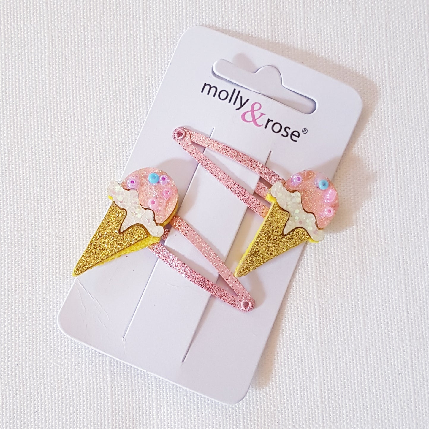 Molly & Rose - Hårklemmer 2 stk. - Ispind/Isvaffel Glimmer