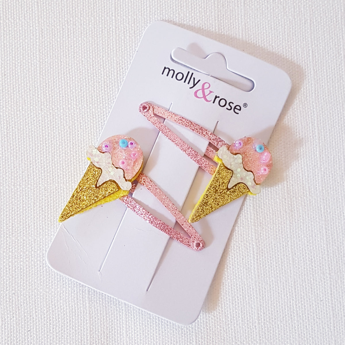 Molly & Rose - Hårspænder 2 stk. - Ispind/Isvaffel Glimmer