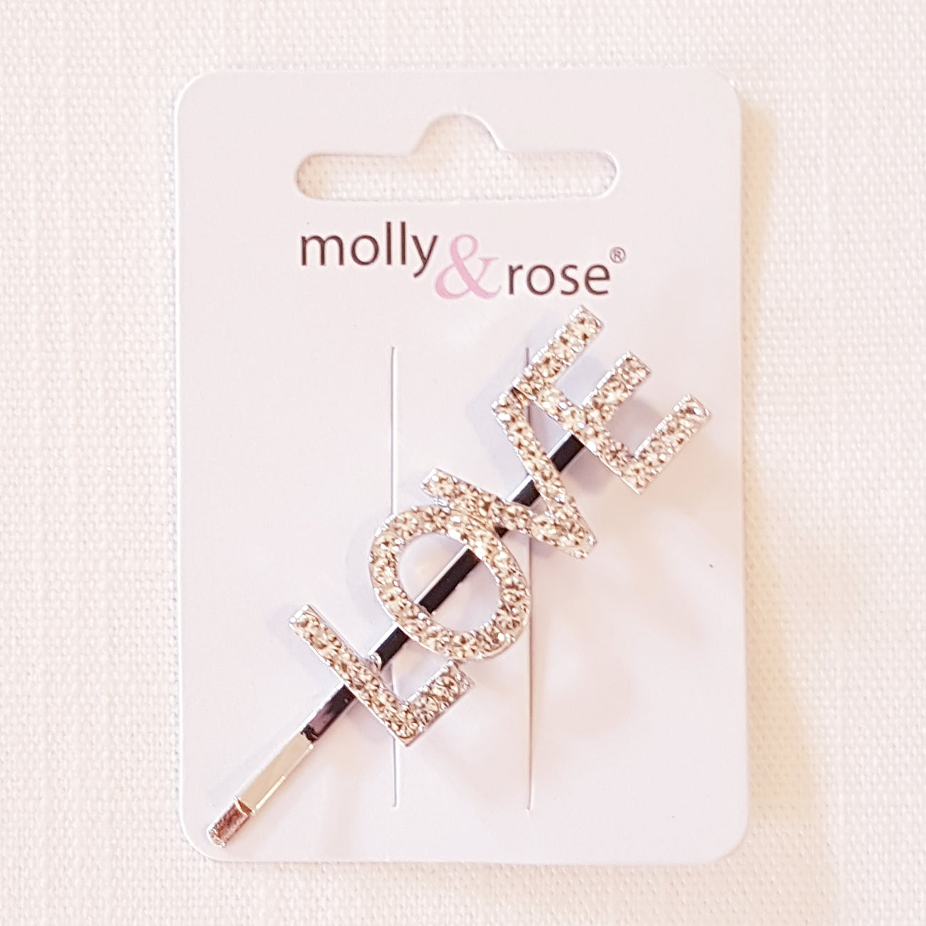 Molly & Rose - Hårklemme 1 stk. - Diamant/Krystal ord - LOVE