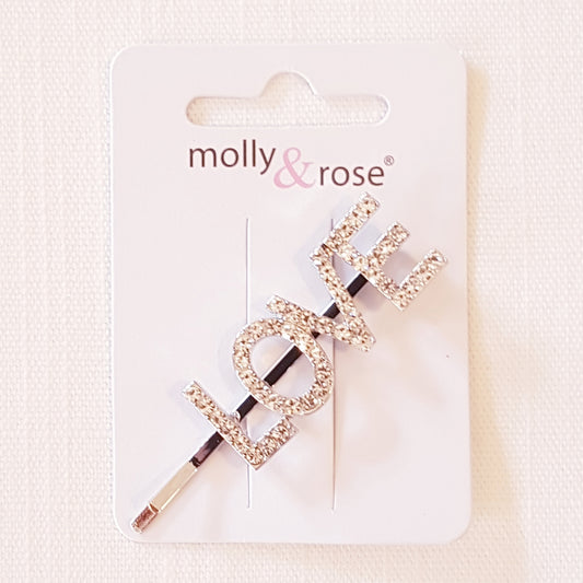 Molly & Rose - Hårklemme 1 stk. - Diamant/Krystal ord - LOVE