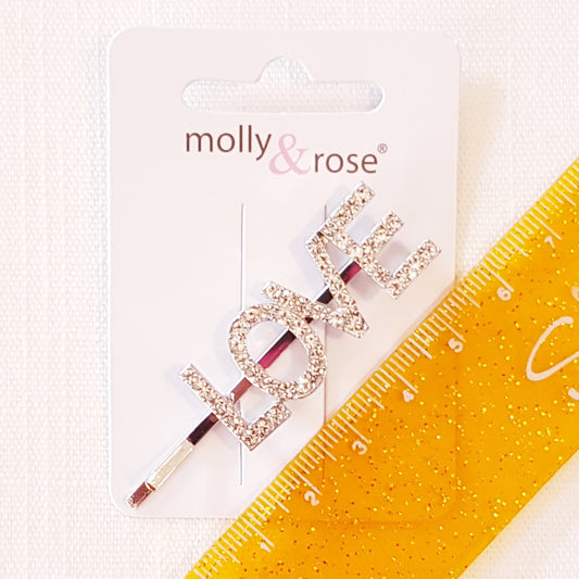 Molly & Rose - Hårklemme 1 stk. - Diamant/Krystal ord - LOVE