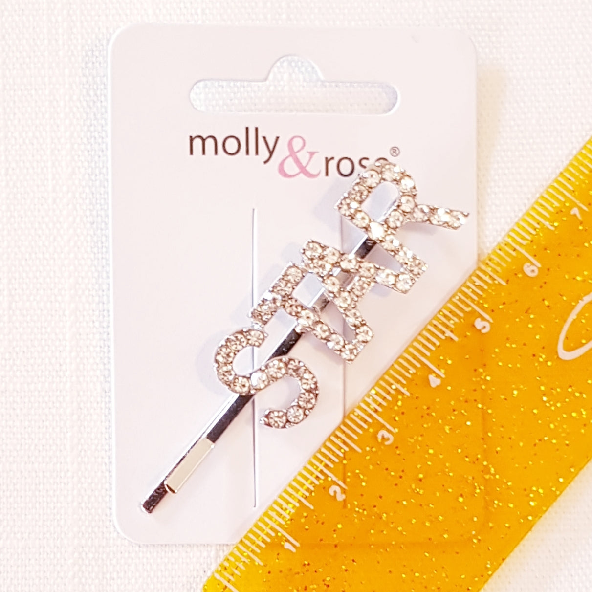 Molly & Rose - Hårklemme 1 stk. - Diamant/Krystal ord - STAR