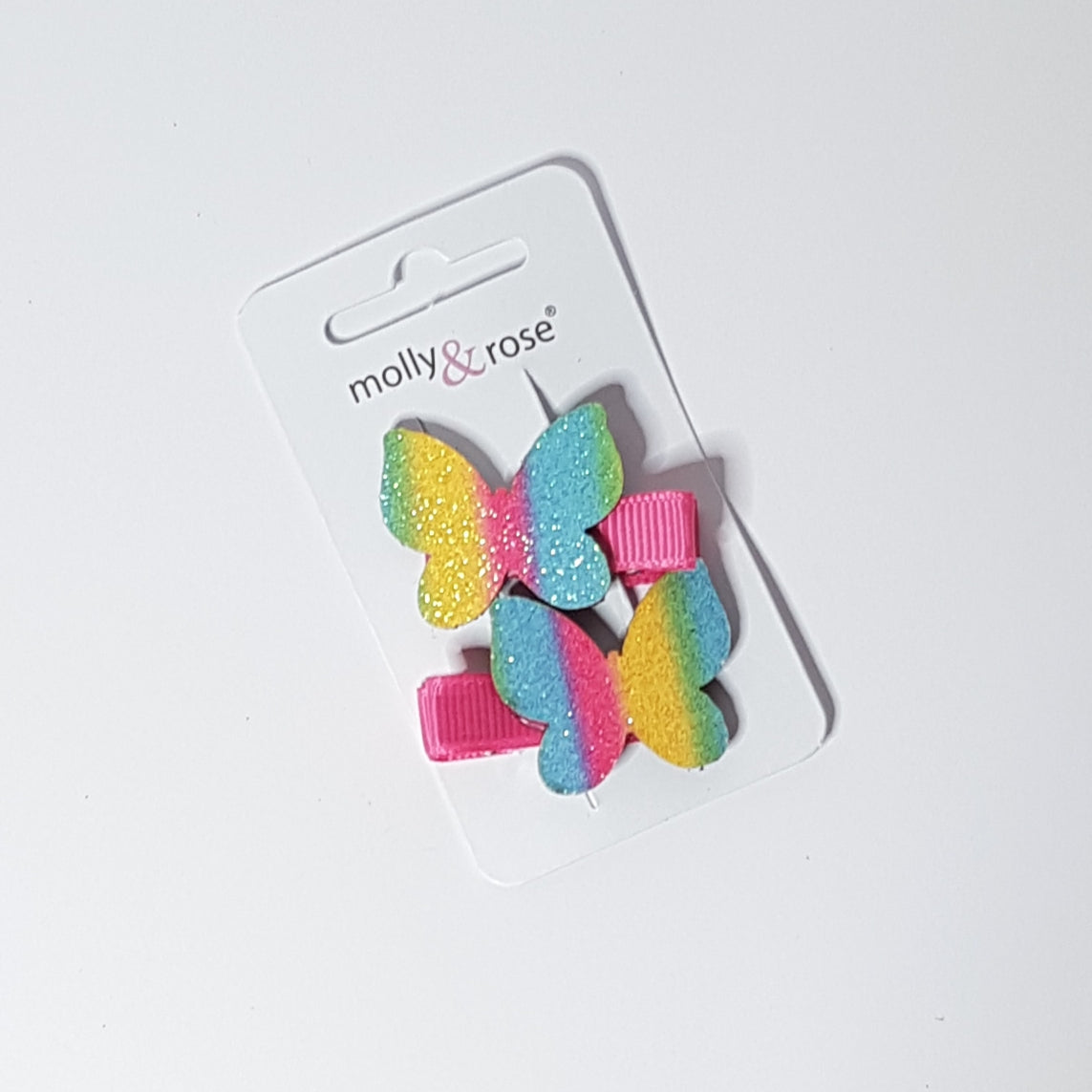 Molly & Rose - Hårklemmer 2 stk. - Sommerfugl Regnbue-farvet