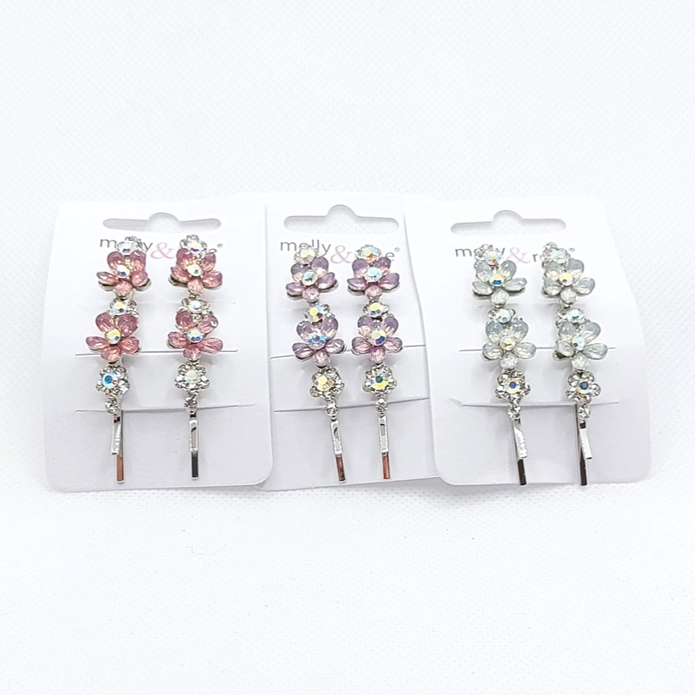 Molly & Rose - Hårklemmer 2 stk. - Perle Resin Blomster m. krystal pynt