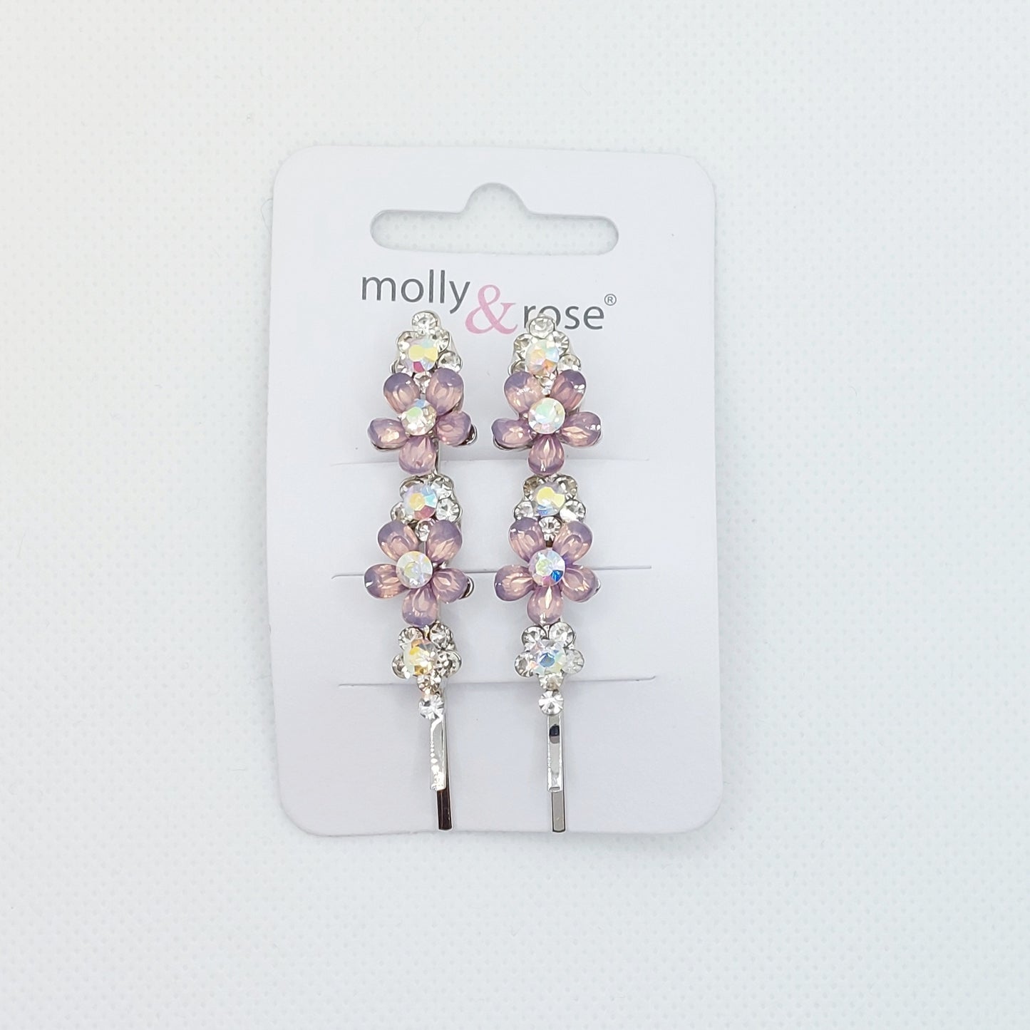 Molly & Rose - Hårklemmer 2 stk. - Perle Resin Blomster m. krystal pynt