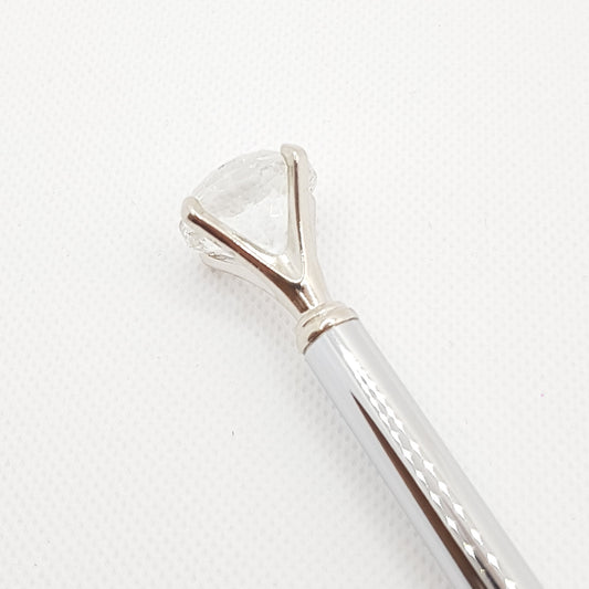 Kuglepen - Sølv Diamant (sort blæk)