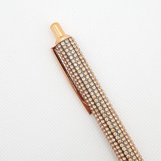 Kuglepen - Rose Gold Rhinstones (sort blæk)