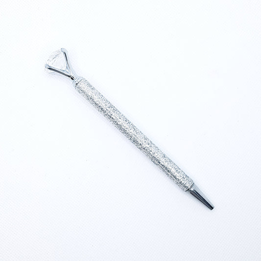 Kuglepen - Sølv Glimmer Diamant (sort blæk)