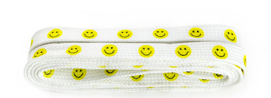 Snørebånd - Smiley - Hvid - Flad - 114 cm