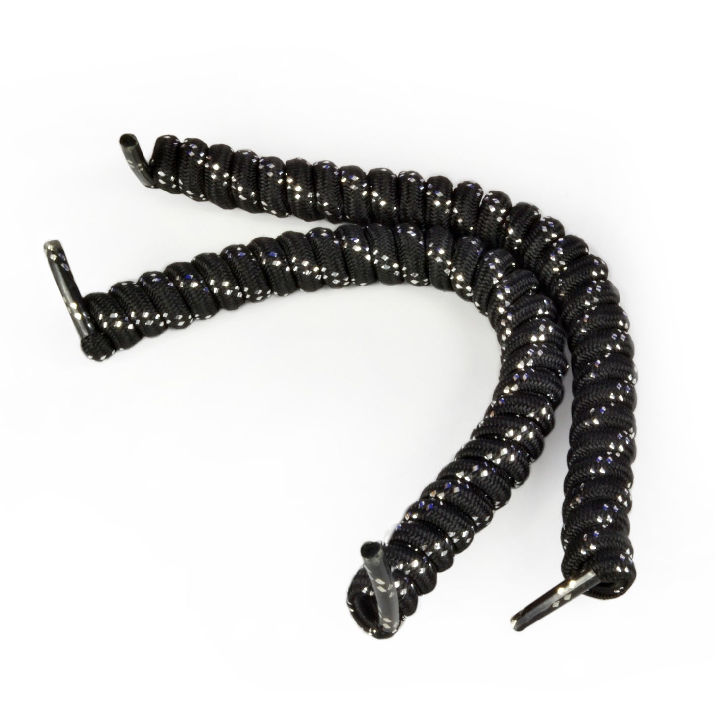 Snørebånd - Vizi - Sort med Sølv Glitter - Spiral - 120 cm