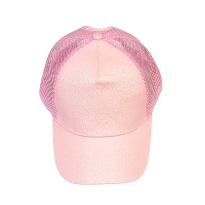 Ponytail Cap - Pink Glitter w. pink net