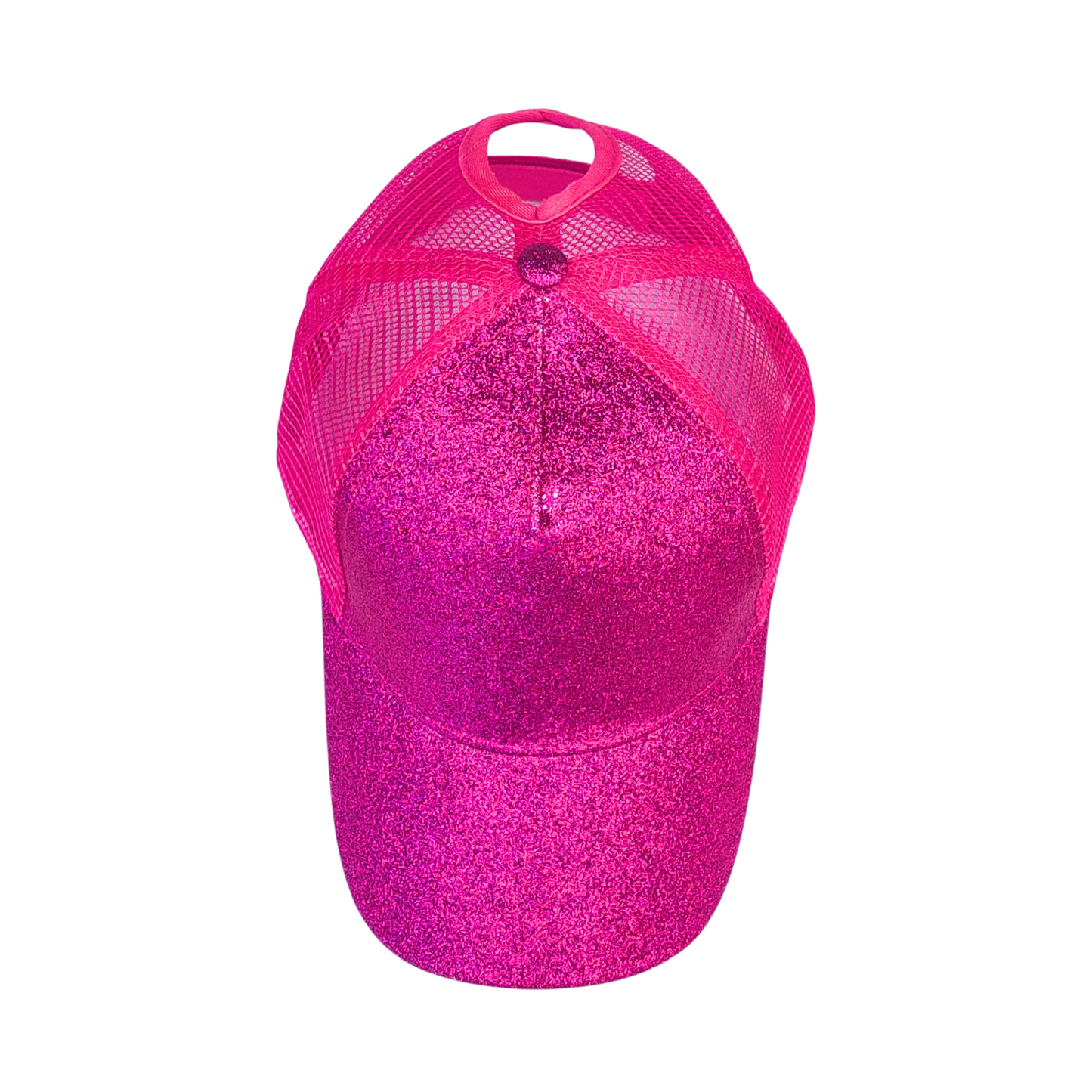 Ponytail Cap - Hot Pink glimmer m. hot pink net