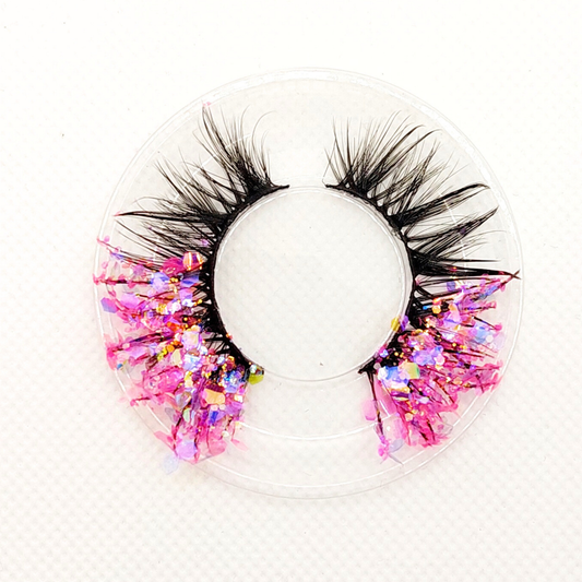 Cosmo Crush øjenvipper - 8mm - Luksuriøse m. Pink & Lilla glimmer (reusable 25x)