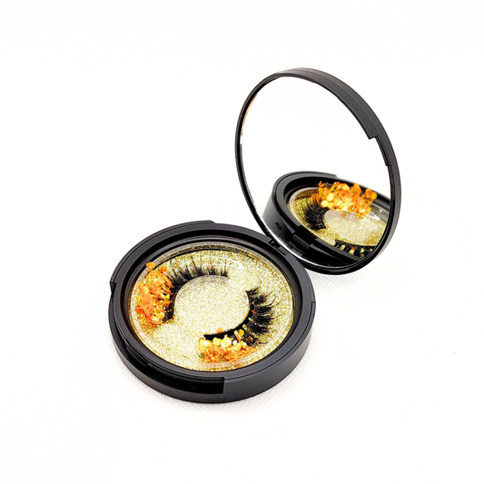 Spicy Mimosa øjenvipper - 8mm - Luksuriøse m. Orange glimmer (reusable 25x)