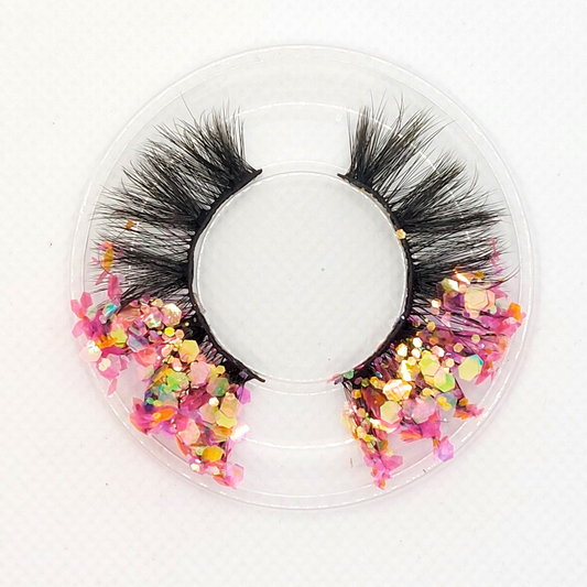 Rosé All Day øjenvipper - 8mm - Luksuriøse m. Pink & Guld glimmer (reusable 25x)