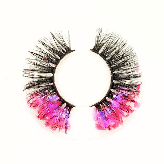 Pink Inferno øjenvipper - 8mm - Luksuriøse m. Hot Pink glimmer (reusable 25x)