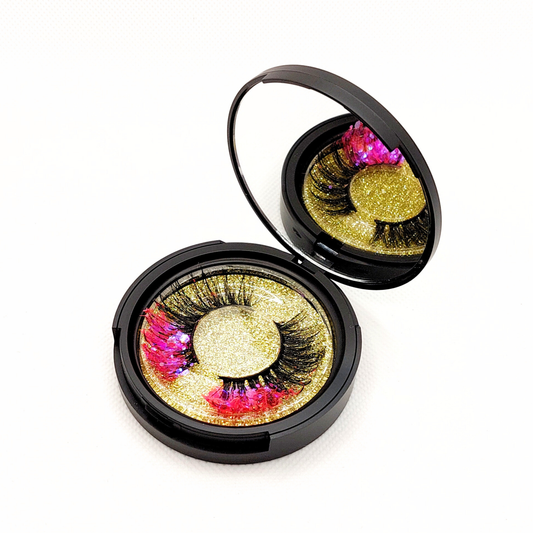 Pink Inferno øjenvipper - 8mm - Luksuriøse m. Hot Pink glimmer (reusable 25x)
