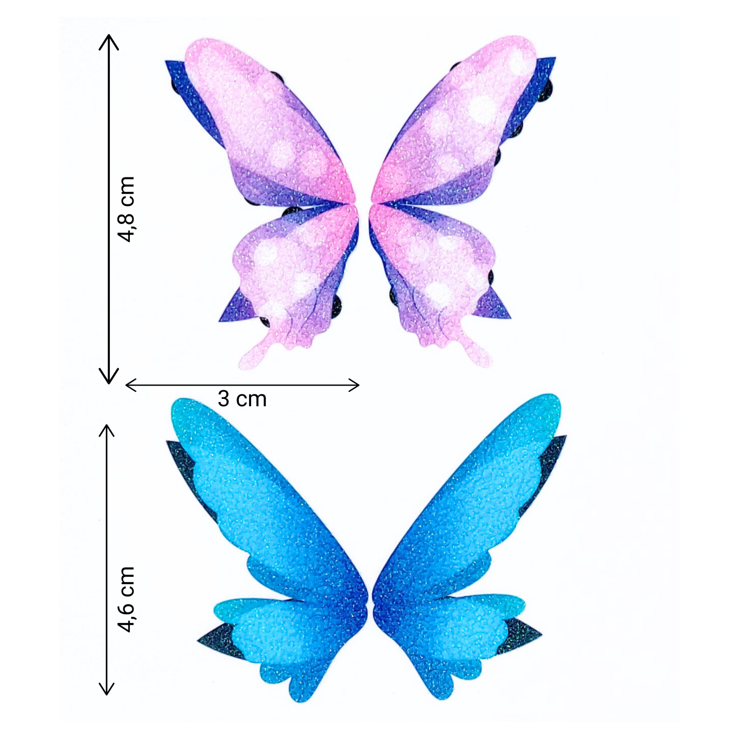 Tatovering - Butterflies #2 - Shimmer - Pink/Lilla/Blå/Grøn - Metallisk
