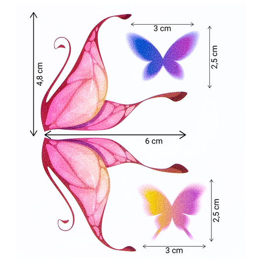 Tatovering - Faery Wings - Shimmer - Pink/Brun/Fersken - Metallisk
