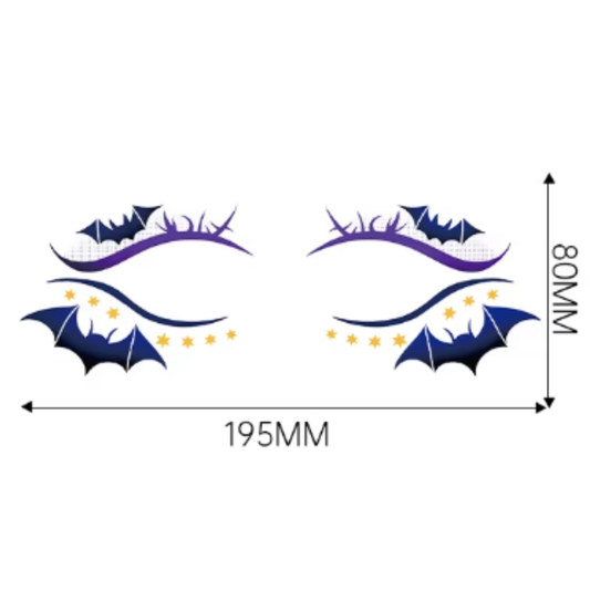 Tatovering - Halloween - Bat #1 - Lilla/Guld/Sort - CMYK
