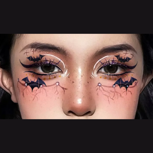Tatovering - Halloween - Bat #1 - Lilla/Guld/Sort - CMYK