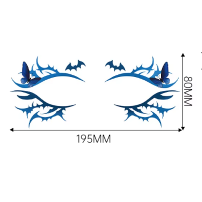 Tattoo - Halloween - Bat #3 - Blue/Black/Purple - CMYK