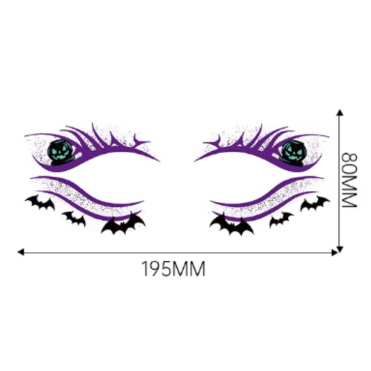 Tatovering - Halloween - Bat #4 - Lilla/Sort/Grøn - CMYK