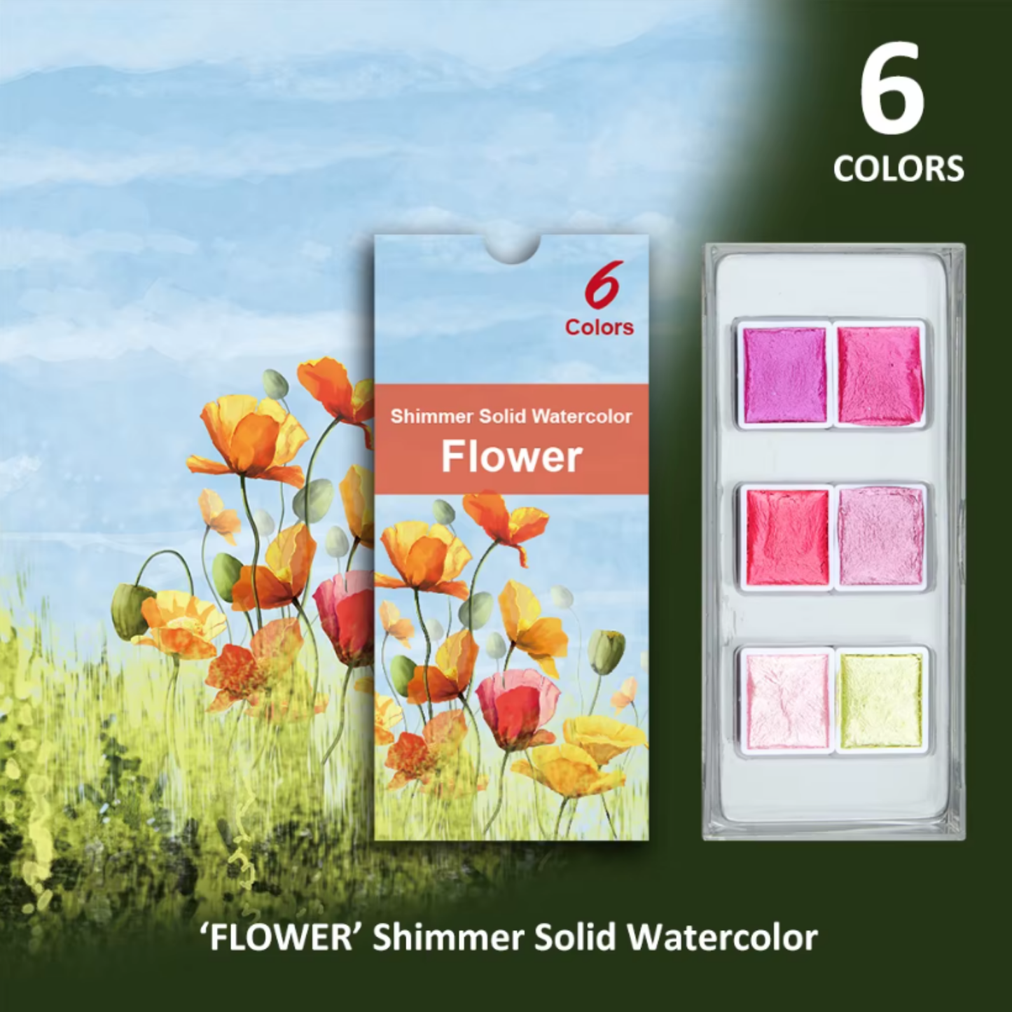Watercolor paints - Flower - 6 colours