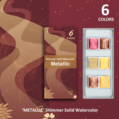 Watercolor paints - Metallic - 6 colours