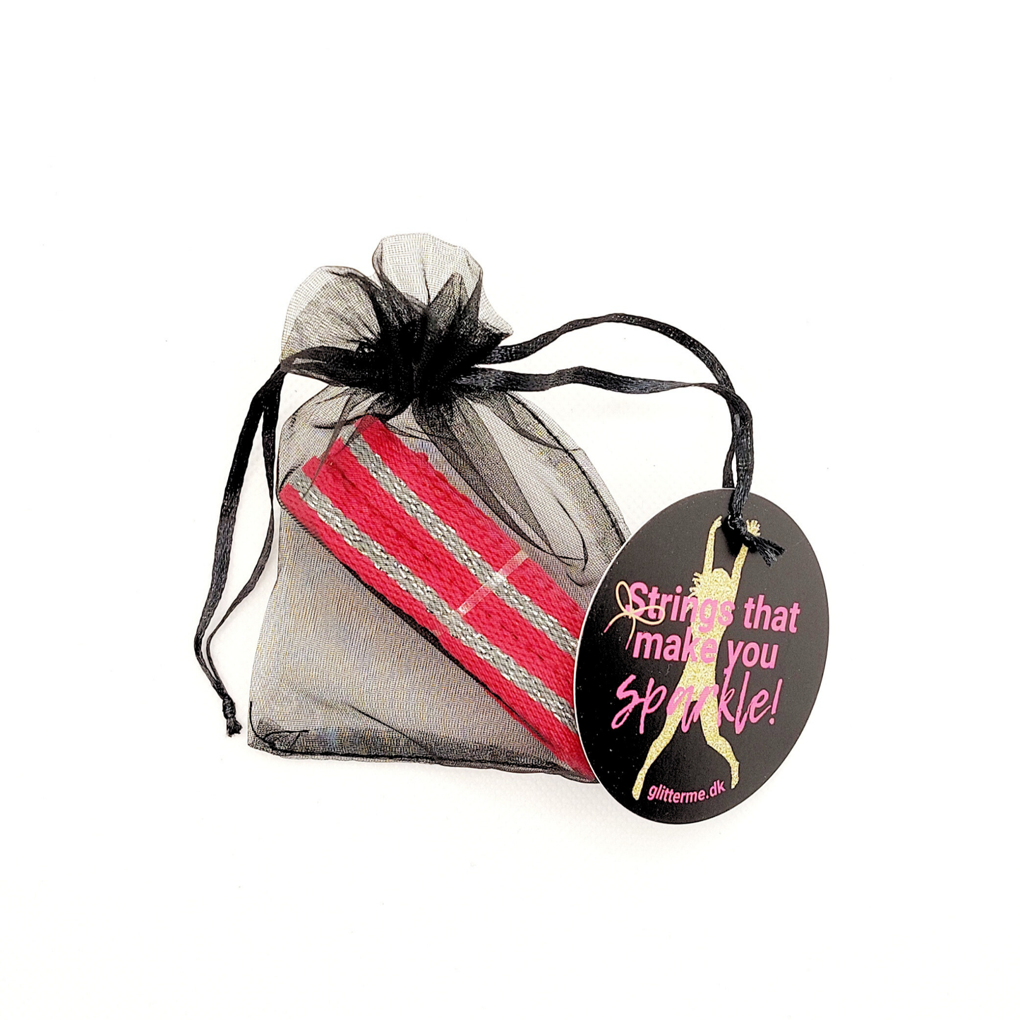 Shoelaces - Hot Pink with Silver Glitter Stripe - Flat - 114 cm