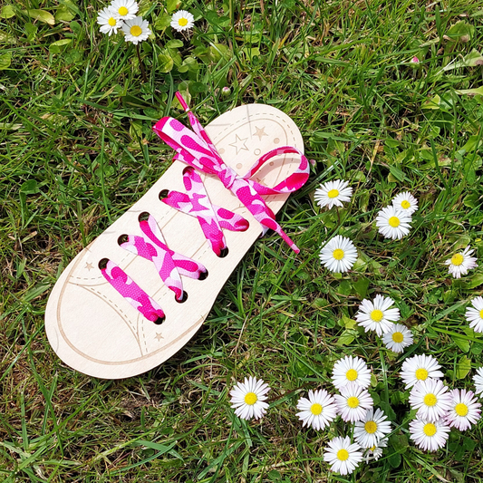 Snørebånd - Camo - Pink - Flad - 114 cm