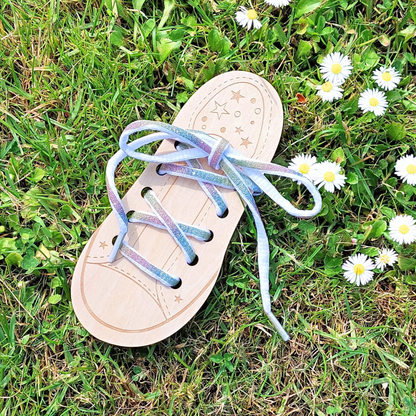 Shoelaces - Glitter Rainbow White - Oval - 90 cm