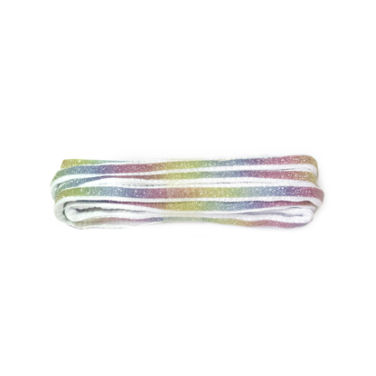 Shoelaces - Glitter Rainbow White - Oval - 120 cm