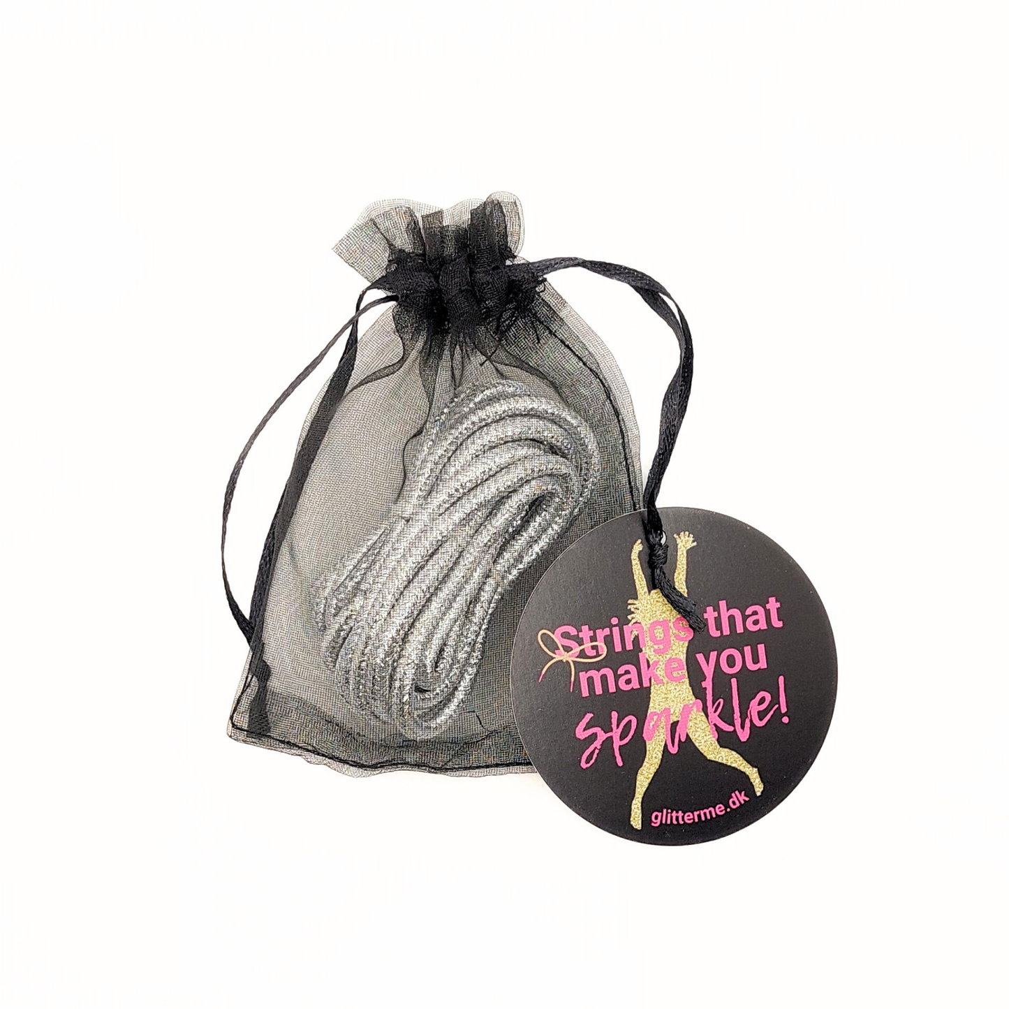 Snørebånd - Glitter Silver - Rund - 120 cm