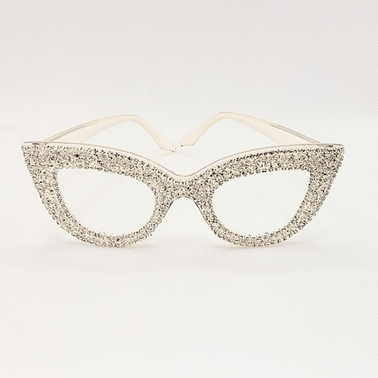 Clear glasses - Cat Eye with rhinestones (adult size)