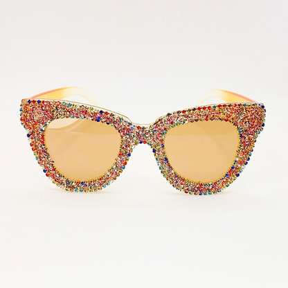 Sunglasses - Y2K-style Cat Eye with rhinestones (adult size)