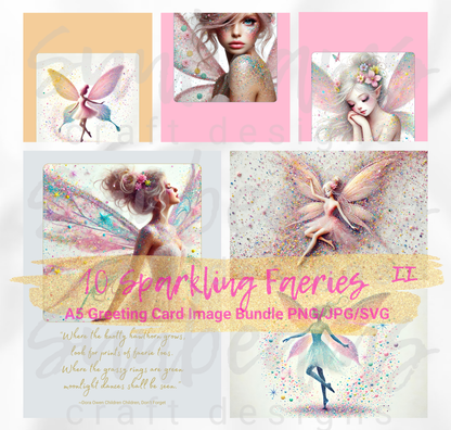 Clipart: 10 Sparkling Faeries II - A5 Greeting Card Image Bundle