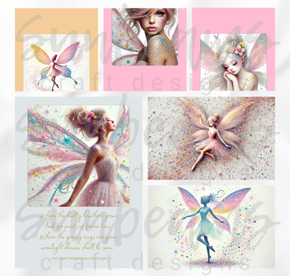 Clipart: 10 Sparkling Faeries II - A5 Greeting Card Image Bundle